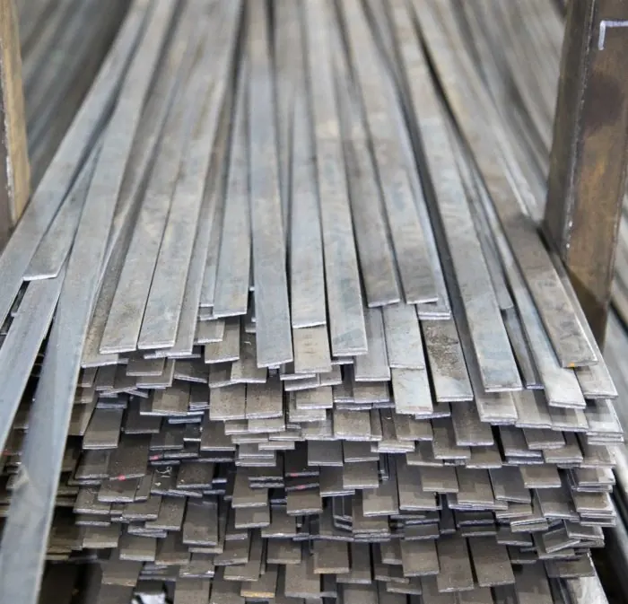 Stacked flat steel bars