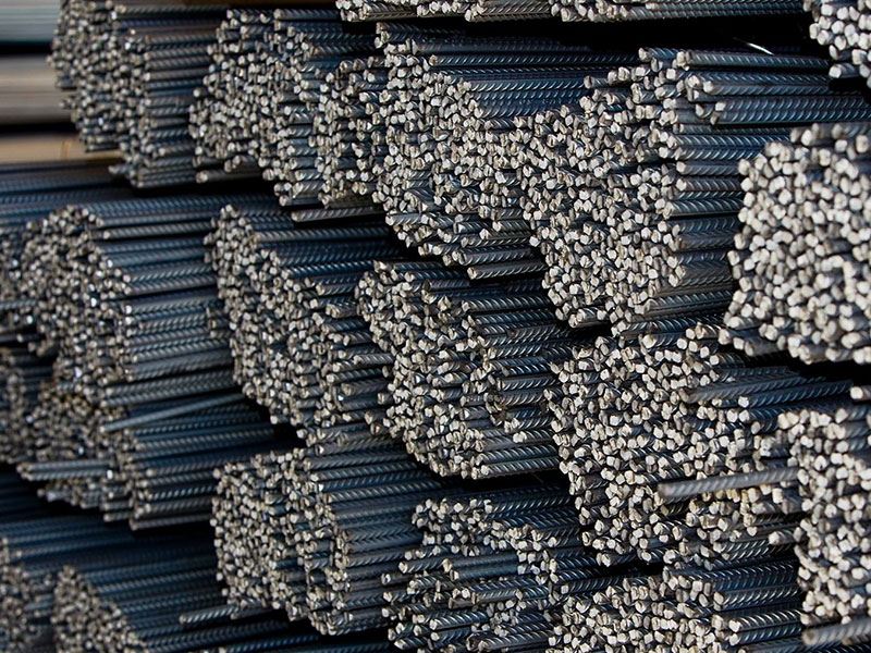Industrial steel materials stacked for construction supply